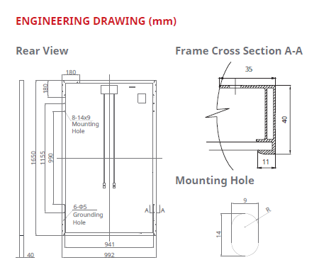 Engineering Drawing for 300 Mono Perc